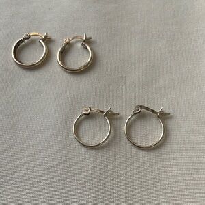 Elegant Silver Hoop Earrings Set